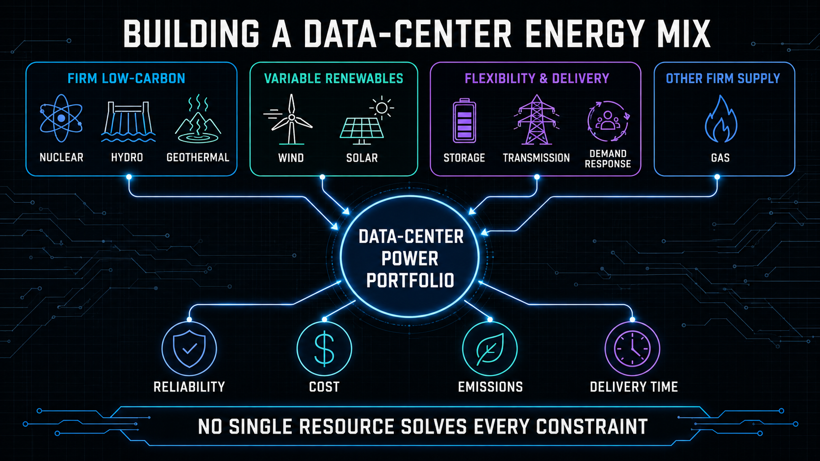 Data center energy mix visualization