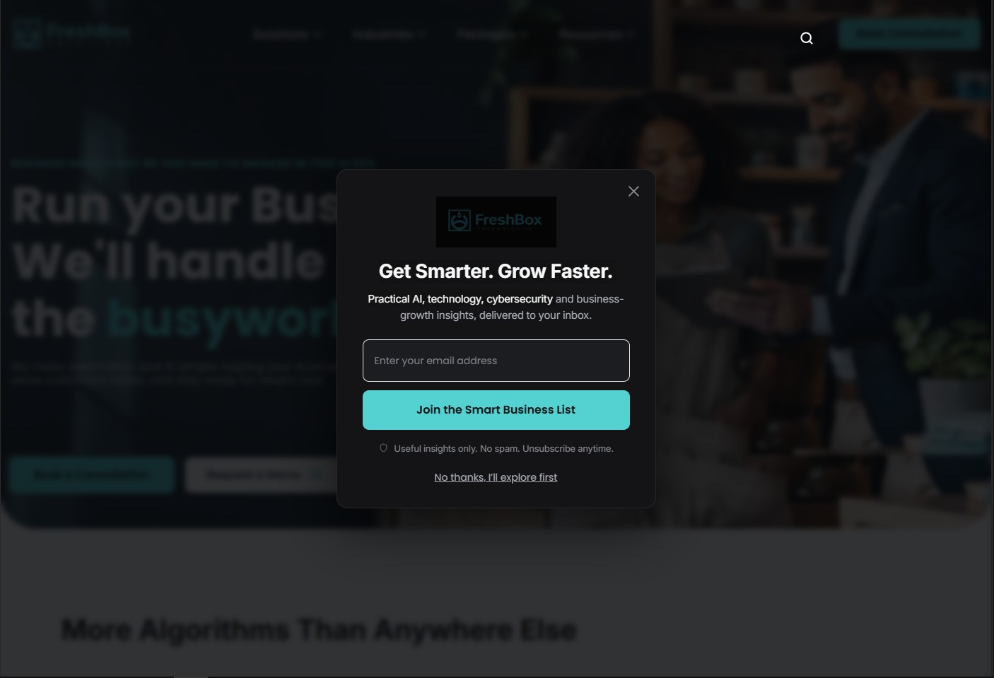 FreshBox Tech Marketplace newsletter capture